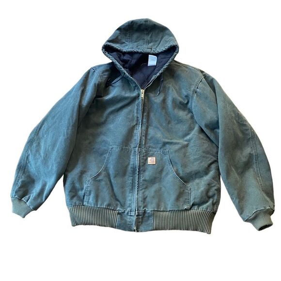 Carhartt Coat J130 MOS Moss Green Hooded Jacket Quilted Rare XL Tall - Picture 1 of 8